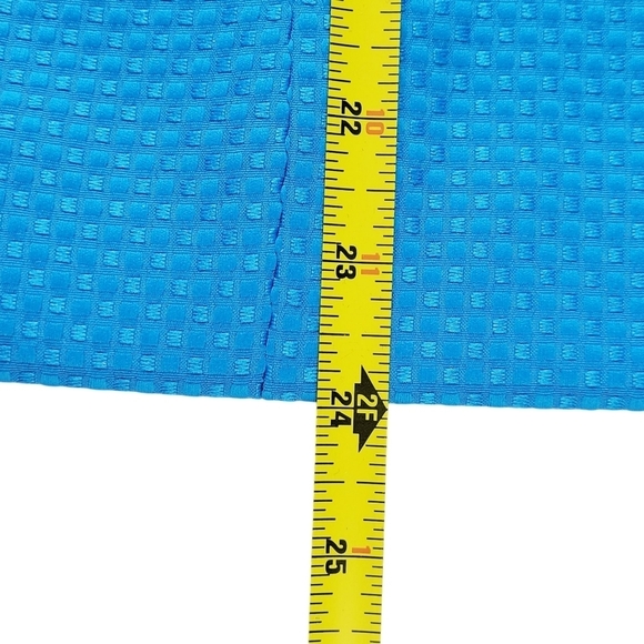 Kasper Blazer Size 20 Blue Open Front Zip Pockets Textured Slit Cuffs Mock Neck - Picture 8 of 11